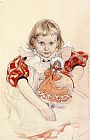 Doll Canvas Paintings - A Young Girl with a Doll